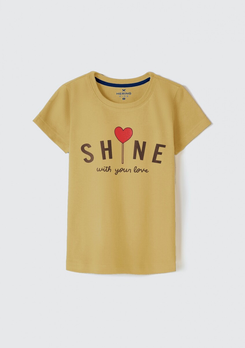 CAMISETA DE NIÑA MANGA CORTA ESTAMPADA - AMARILLO 