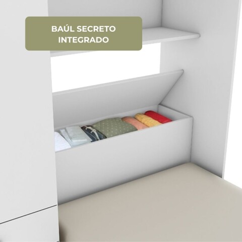 Ropero Lisboa 4 Puertas 3 Cajones con Cama Individual y Baúl - Blanco Ropero Lisboa 4 Puertas 3 Cajones con Cama Individual y Baúl - Blanco
