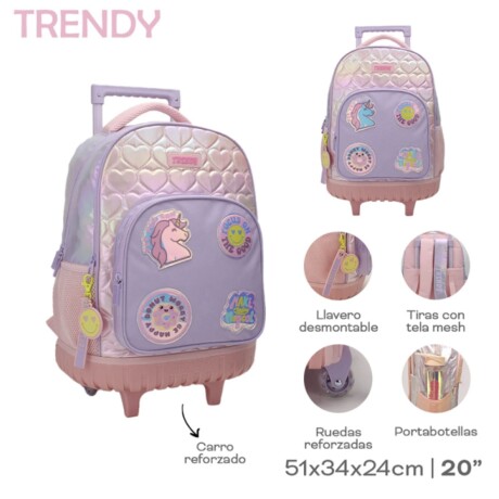 Mochila Trendy con Carro Pins Rosada Mochila Trendy con Carro Pins Rosada