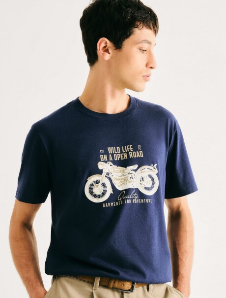 CAMISETAS MANGA CORTA CON ESTAMPA AZUL