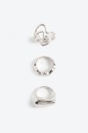 Set de tres anillos bold plateado