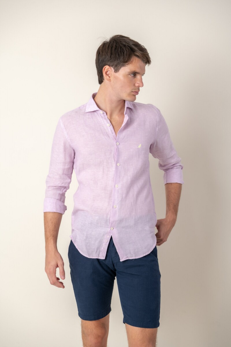 Camisa Lino Hudson Collar - Rosa 