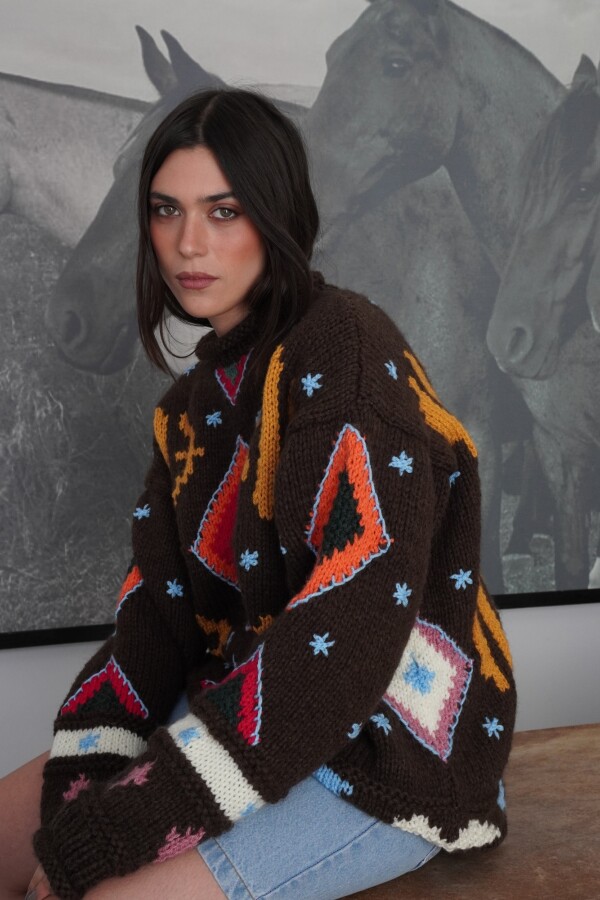 Sweater Gitano Lana Base Chocolate