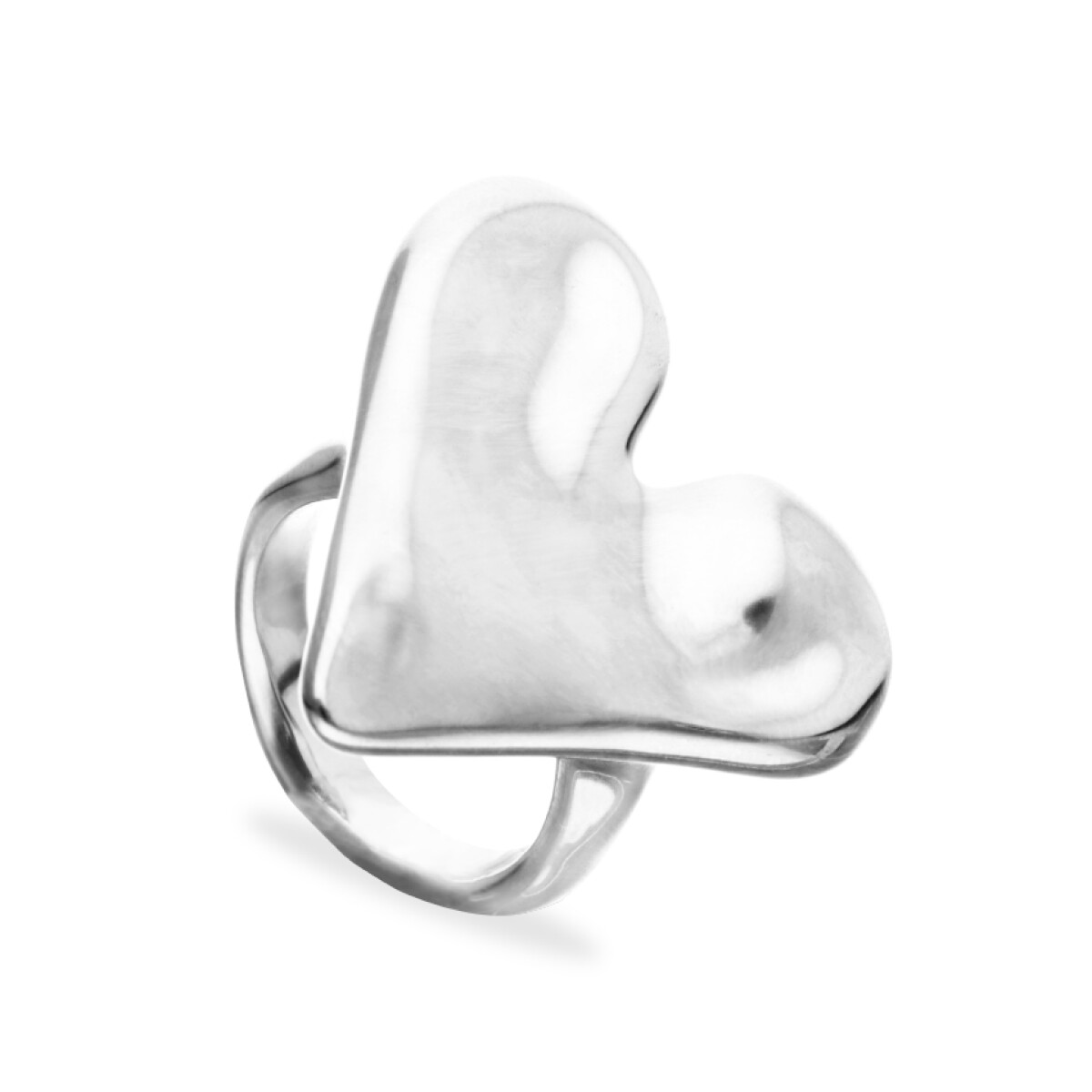 ANILLO DE ALEACIÓN DE METALES BAÑADO EN PLATA DE LEY CON FORMA DE CORAZÓN - Anillo 