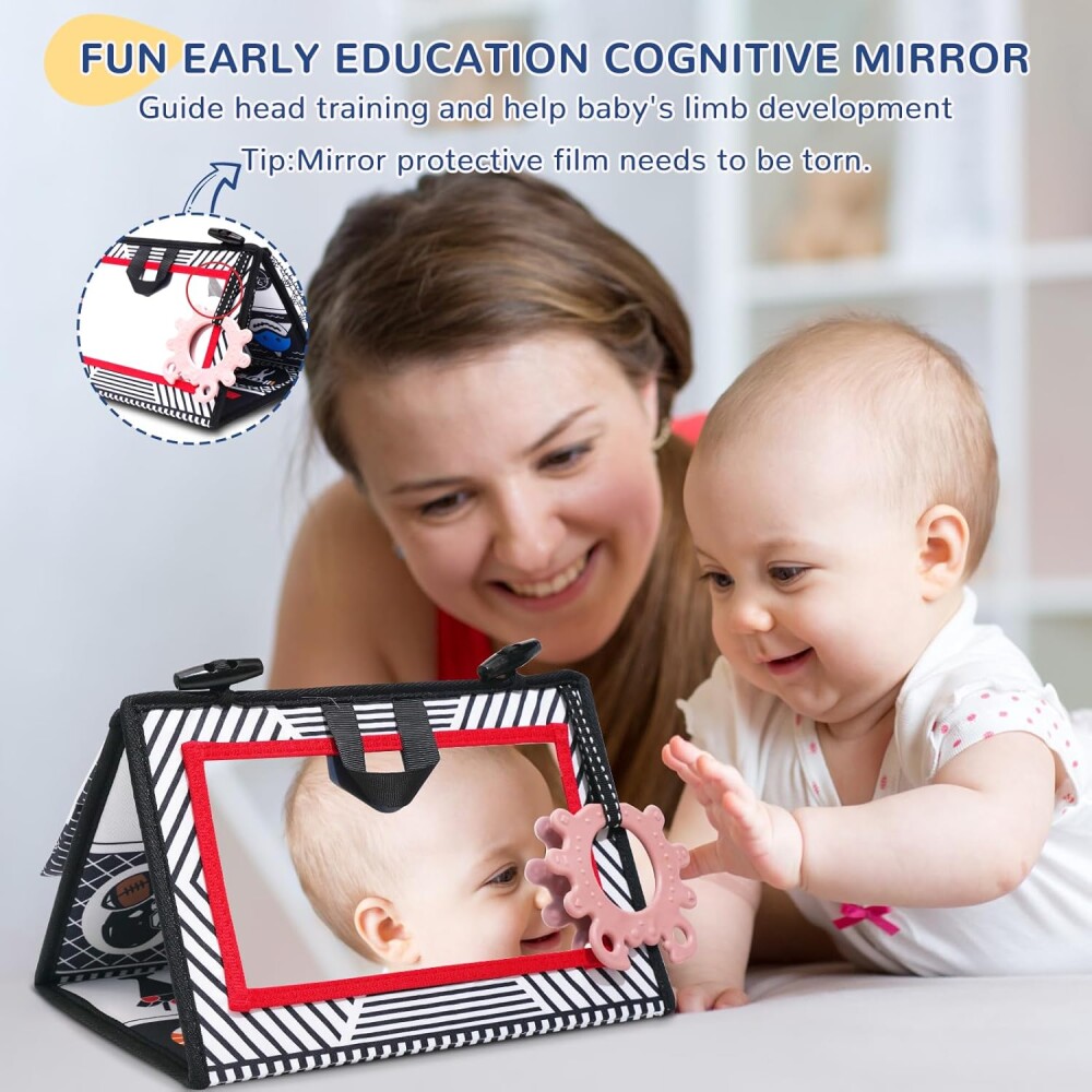 Libro textil para bebé ByN plegable con espejo Libro textil para bebé ByN plegable con espejo