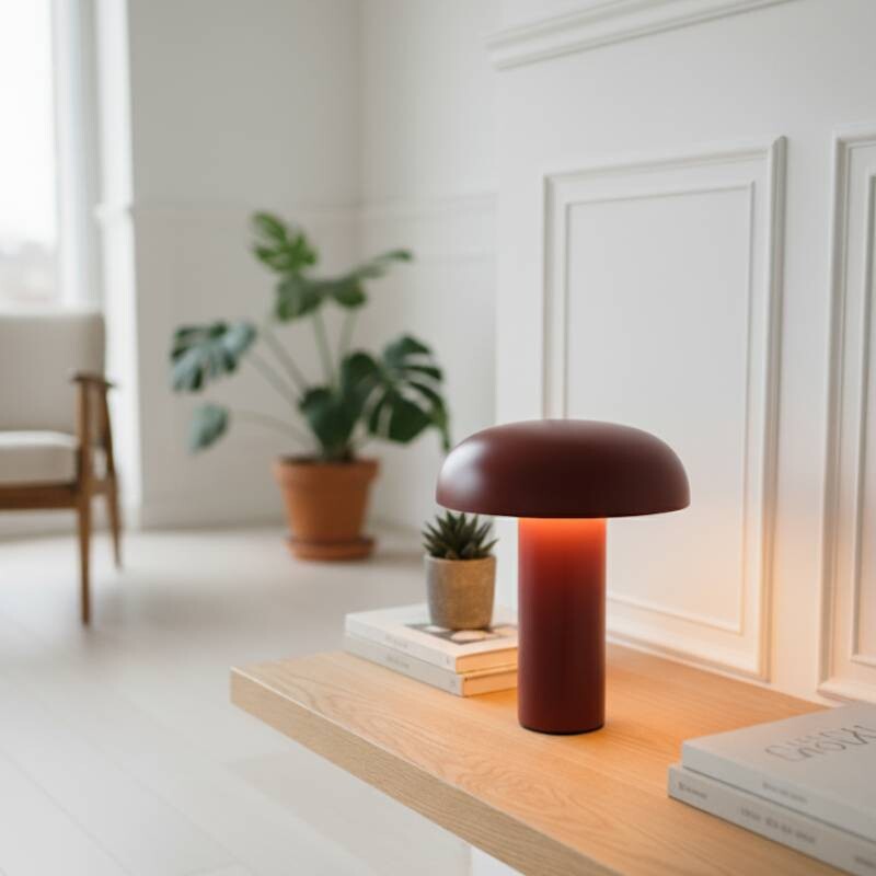 Lámpara de mesa hongo inalámbrica bordeaux Lámpara de mesa hongo inalámbrica bordeaux