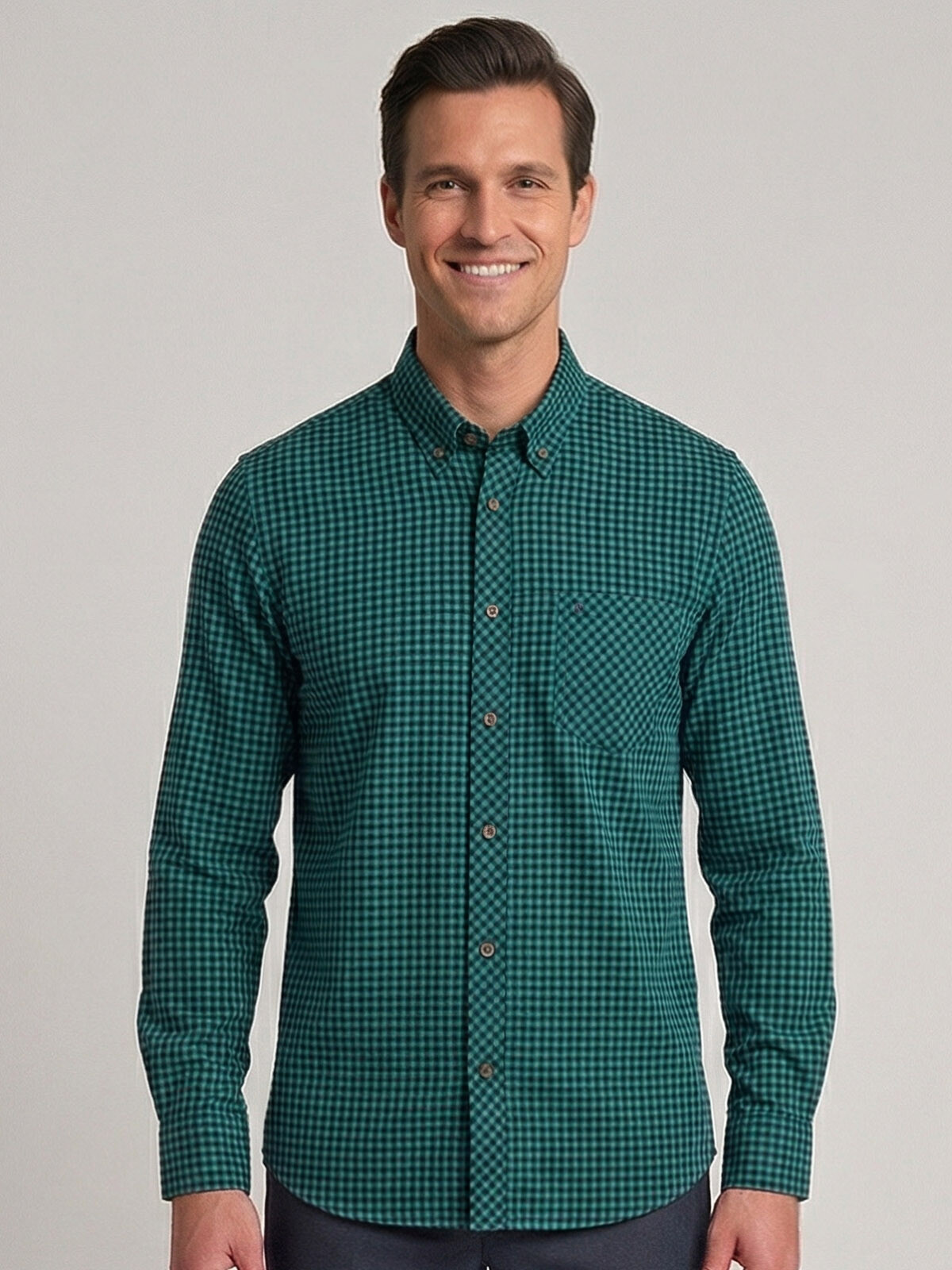 CAMISA MANGA LARGA A CUADROS VERDE CAMISA MANGA LARGA A CUADROS VERDE
