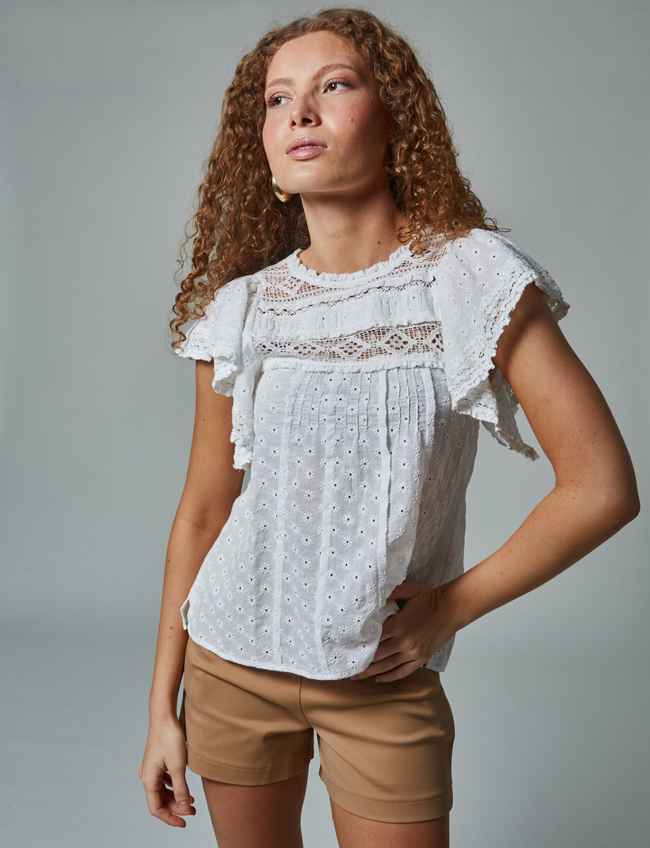 Blusa broderie blanco