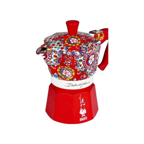 CAFETERA MOKA DOLCE GABBANA CARRETO SICILIANO 6 TZ ALUMINIO ROJO
