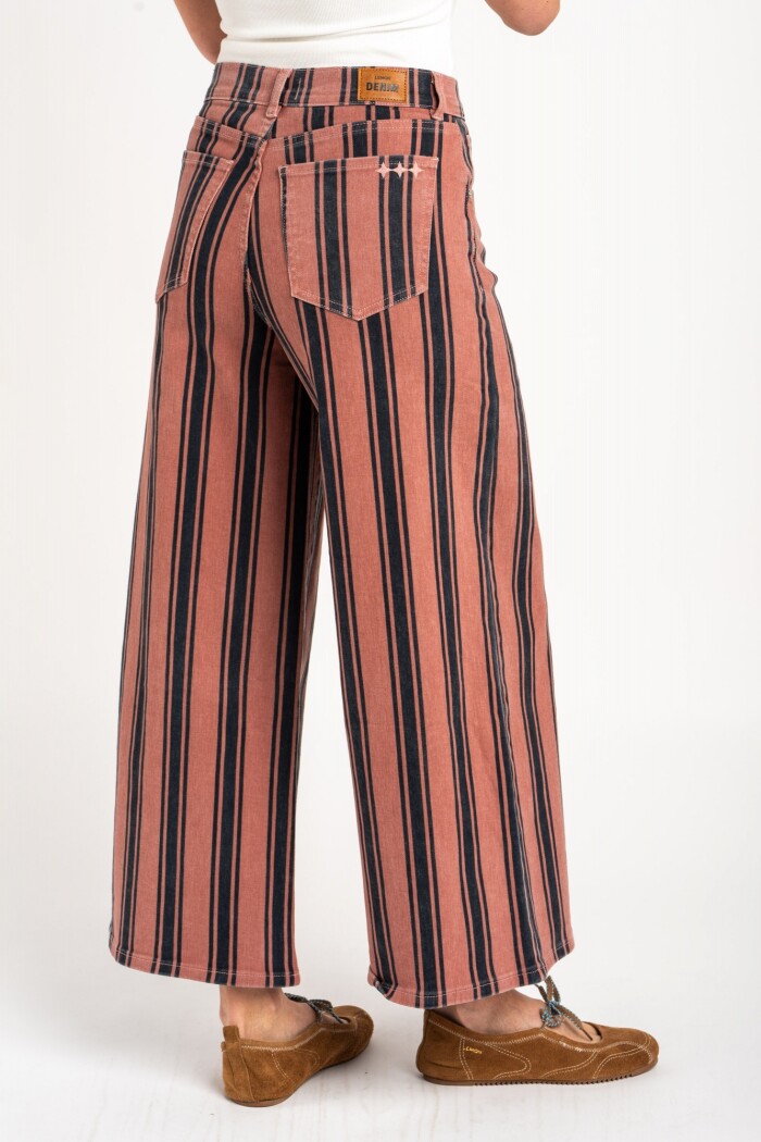 Jean Wide Leg Rayado Rosa