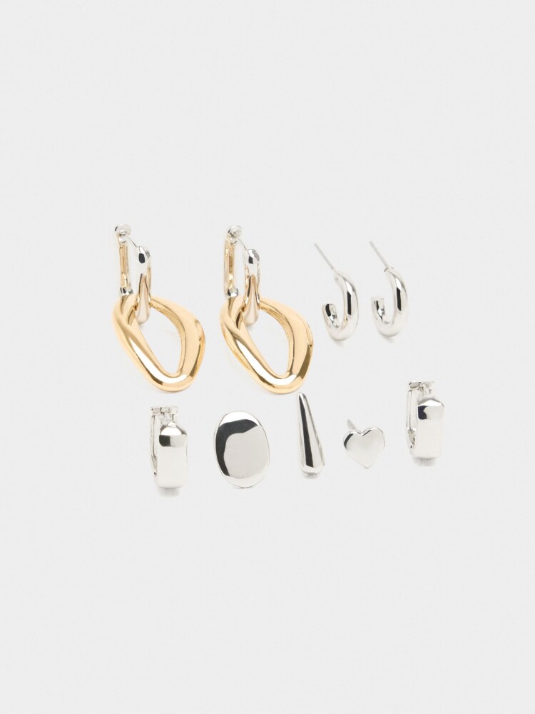 Set De Pendientes Y Aros bicolor