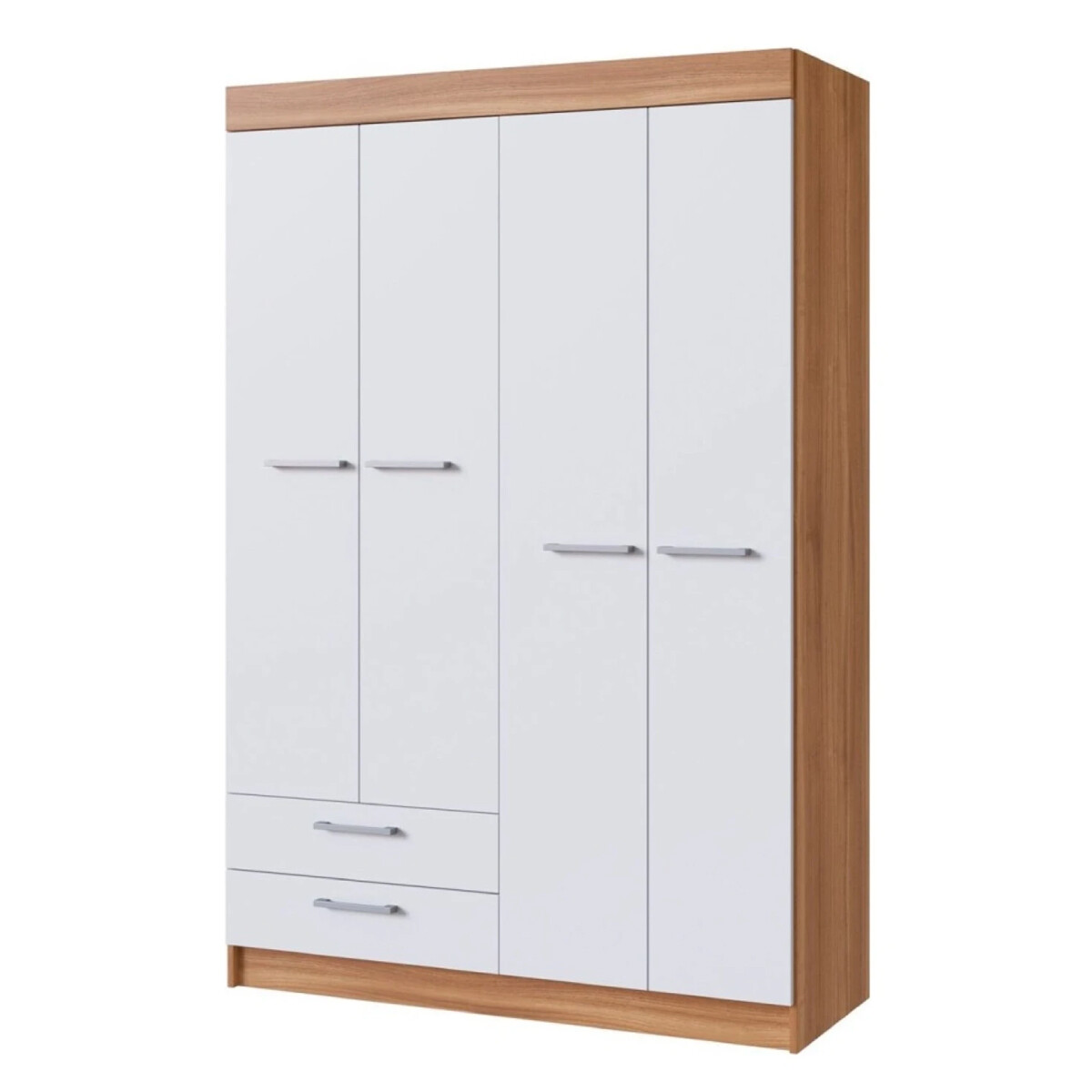 Ropero Armado Premium En 15mm 4 Puertas 7 Estantes 2c Color Nogal-blanco 