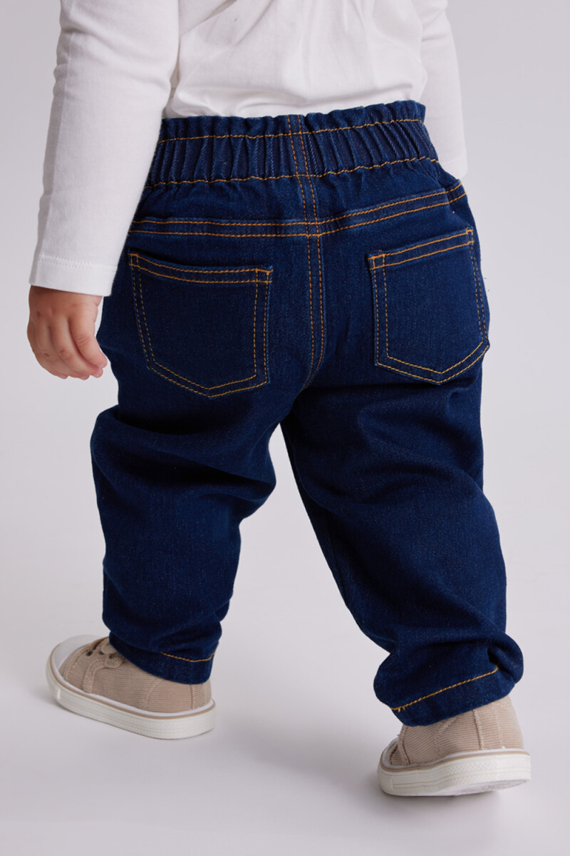 Pantalón jean paper bag Azul Oscuro