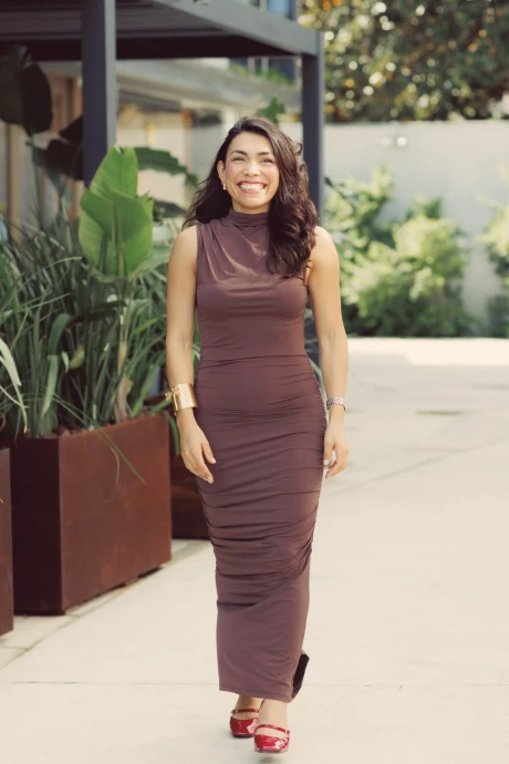Vestido Drapeado Francis Marrón