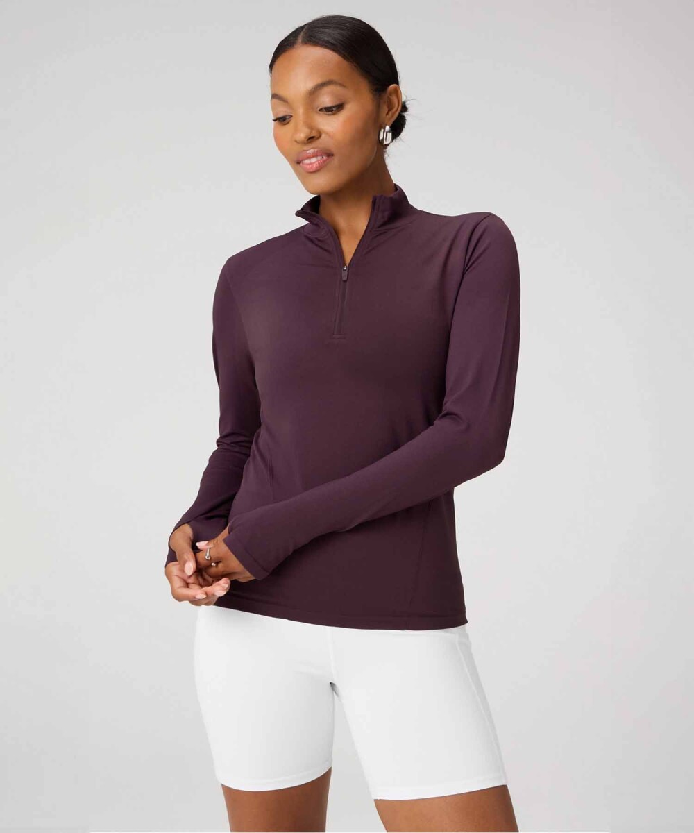 Top Feather Tech+ Half-Zip Top Mujer - Oxblood 