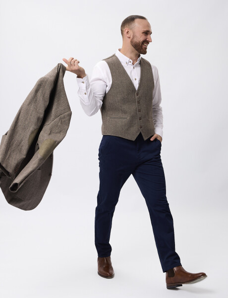 Blazer tweed con coderas marron