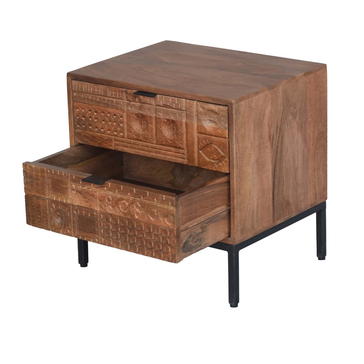 Mesa De Luz Hierro-y-madera Marron 2c Nahua — Divino