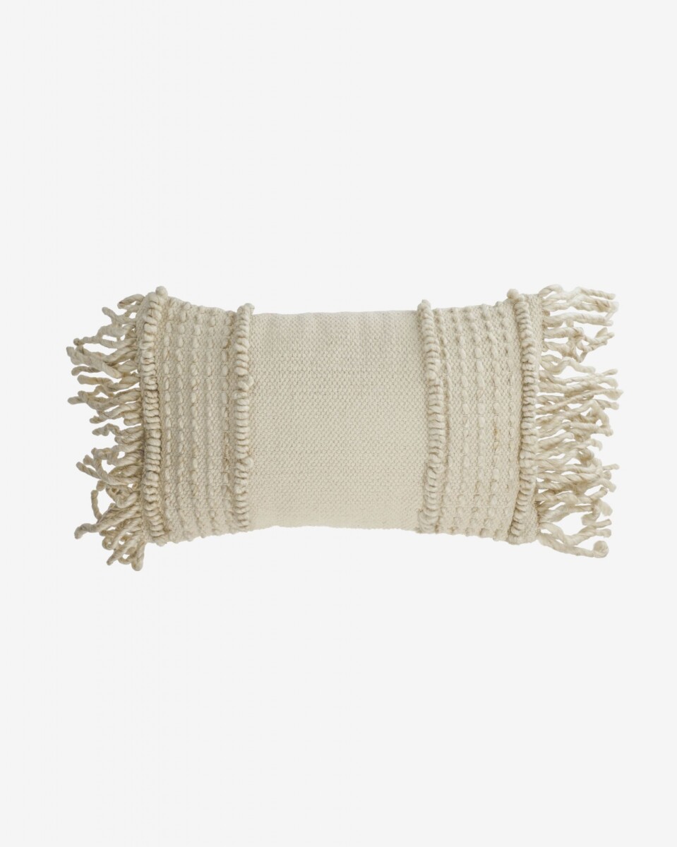 Almohadón Marcie de algodón y lana blanco 30 x 50 cm 