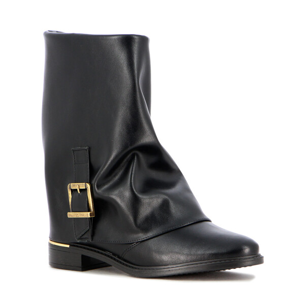 Vizzano Bota Femenina Tapada C/ebilla Y Taco Medio Negro