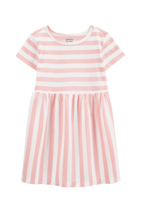 Vestido de algodón, diseño a rayas Sin color