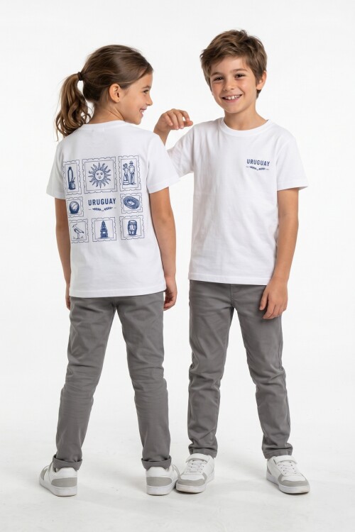 Remera infantil unisex Uruguay BLANCO
