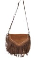 Cartera con flecos y solapa Marron