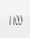 Aros Sets Metal Set De Aros Largos Y Argollas - Plateado Rodio