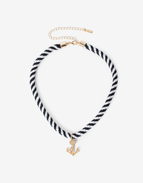 Collares Cortos Cordón Collar Marinero Dije Ancla - Dorado