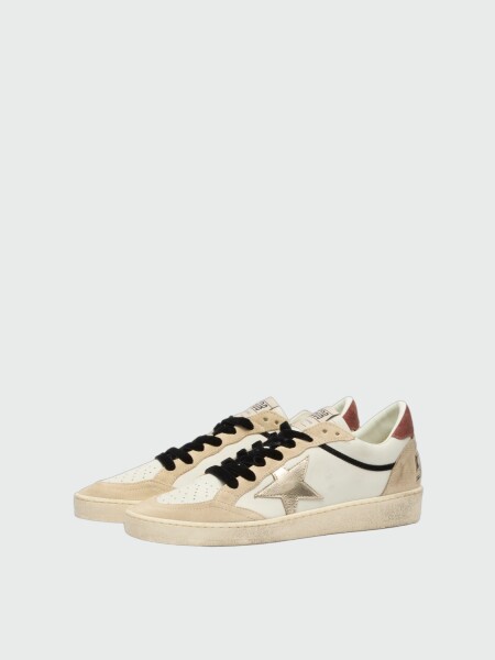 GOLDEN GOOSE - ZAPATILLA BALL STAR EN CUERO CON PUNTERA Y ESPOLÓN EN GAMUZA Y ESTRELLA LAMINADA Alta Automática