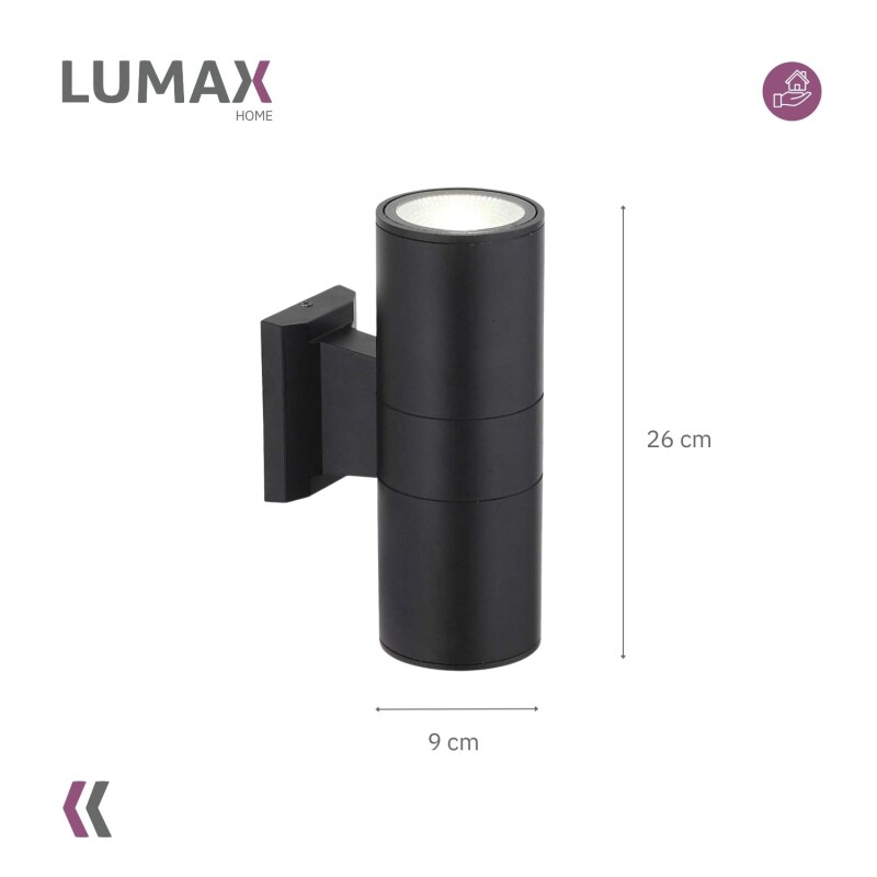Lámpara Exterior Doble en Aluminio Lumax Modelo Stafford Negro