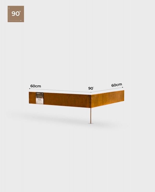 Fleje Separador 90° 10cm x 60cm x 60cm - Acero corten - 1* estaca