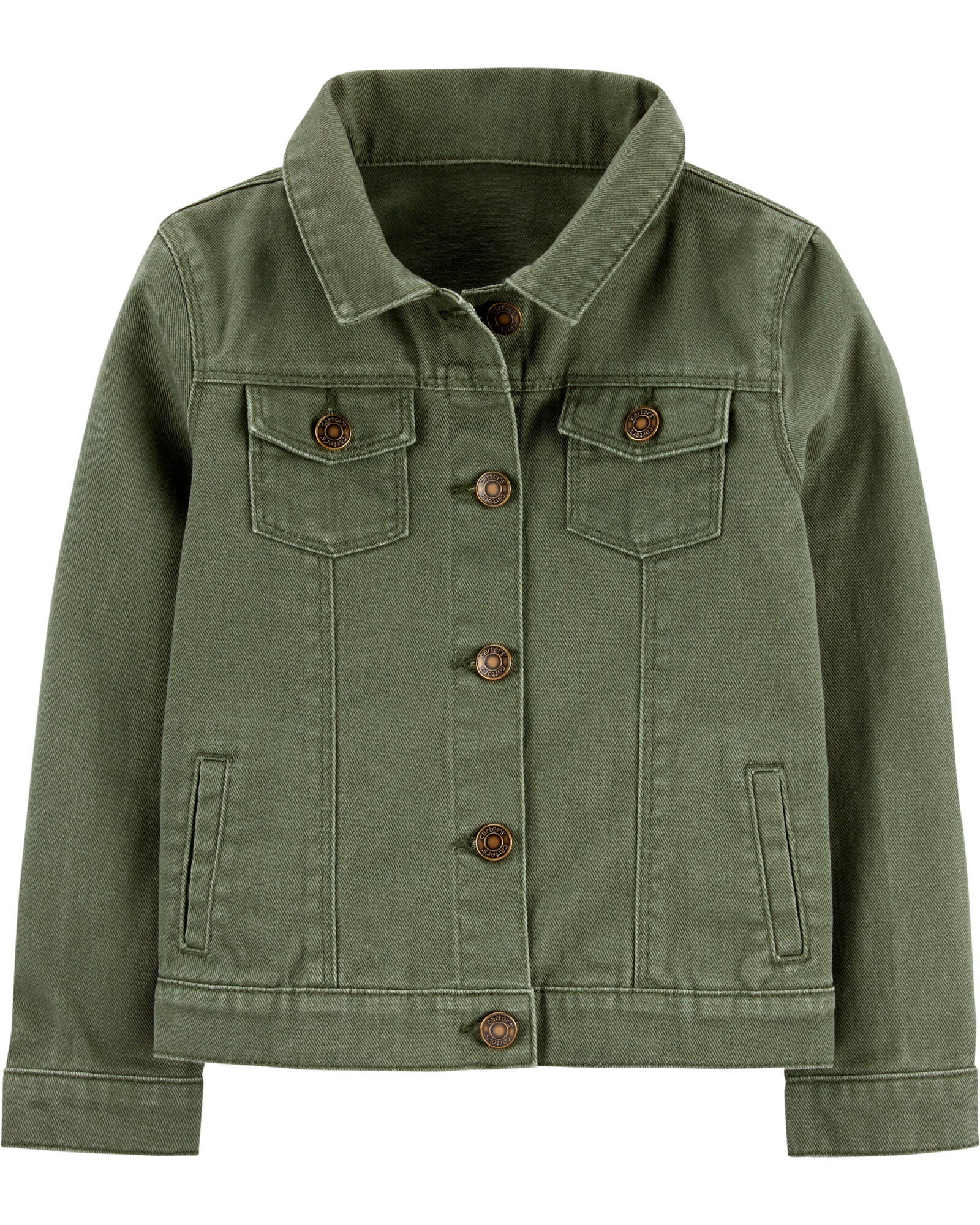 Campera de sarga, estilo jean, verde Sin color