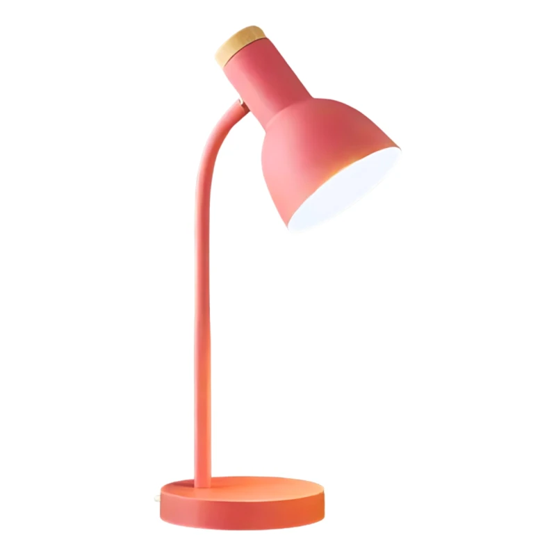 Lampara De Escritorio Portatil Nordica Con Madera Vintage Rosa