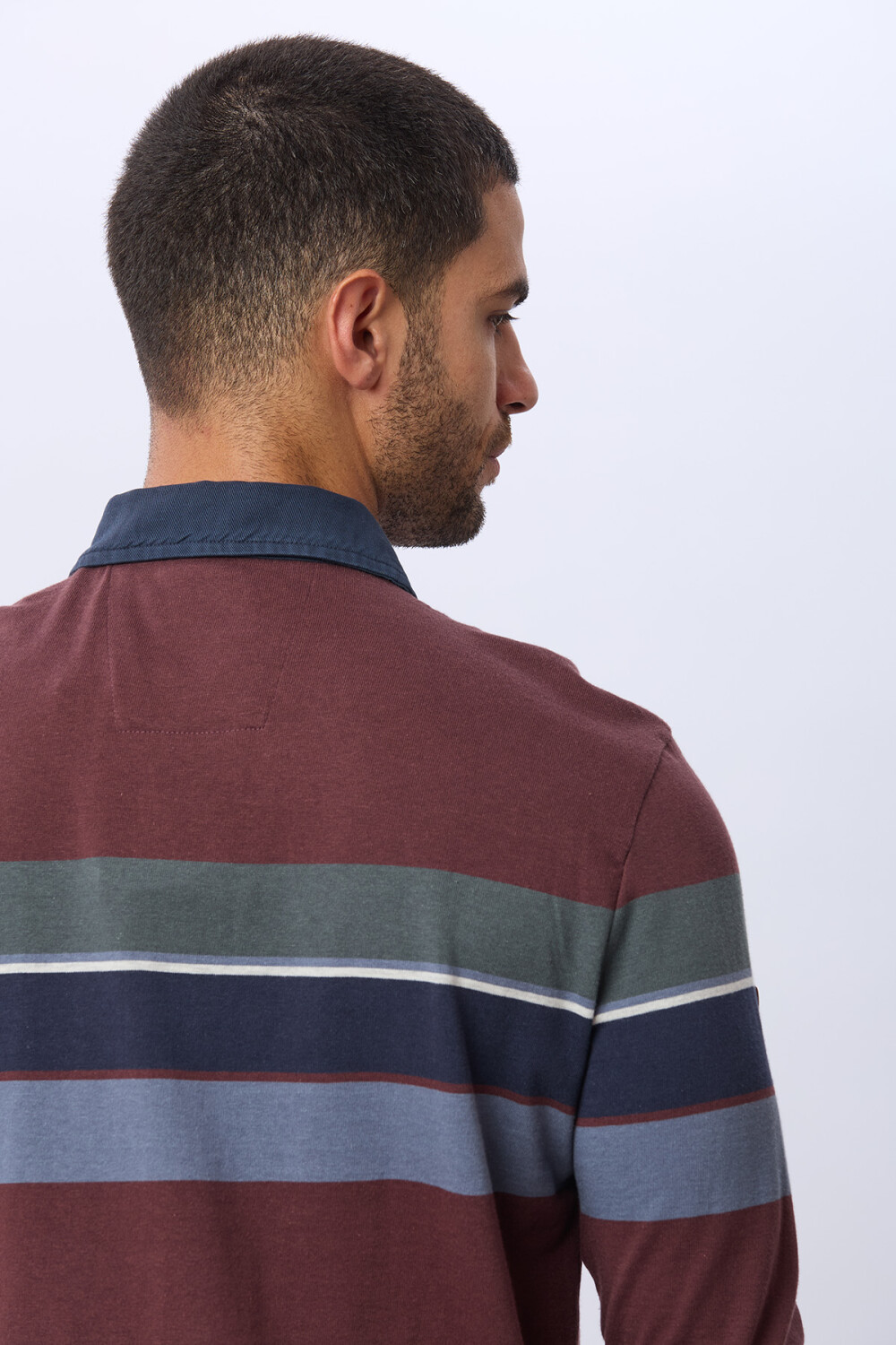 REMERA POLO RAYADA EN ALGODÓN Bordo