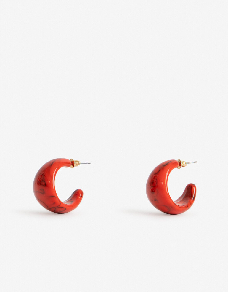 Aros Argollas Acrilico Argollas Resina Rojo - Rojo Medio