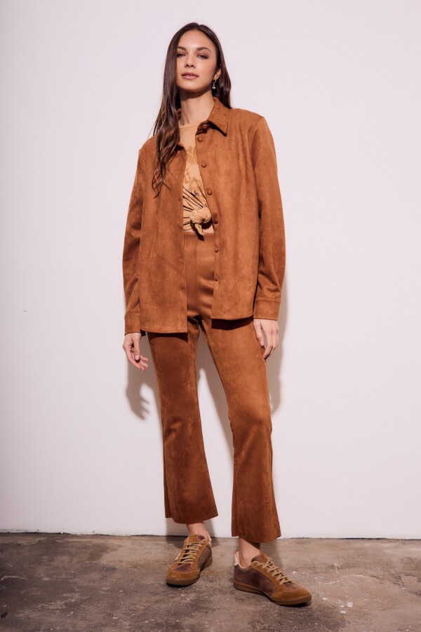Pantalon Gamuza Cuero Vegano Camel