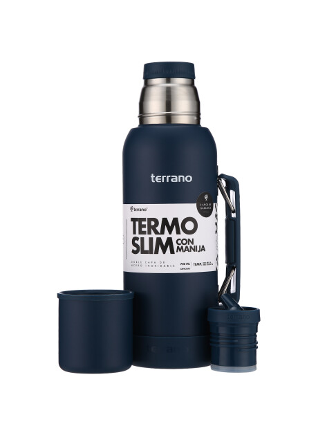 Termo Slim 750mL. con Base Silicona Azul Opaco