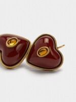 Pendientes De Corazones De Resina marron