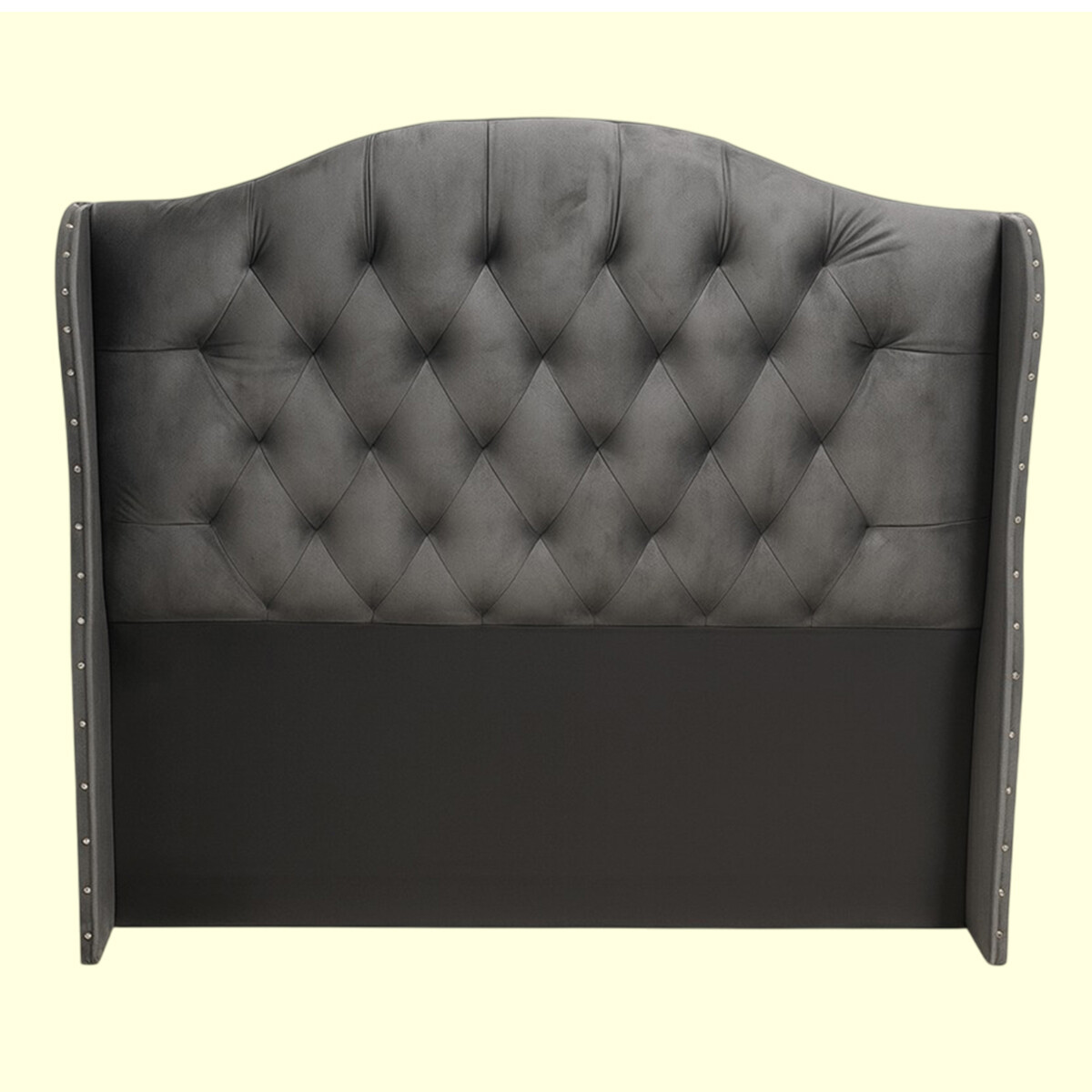 Respaldo Curvo Queen 1.70 X 1.55 Col Gris Con Avance Capitoneado 