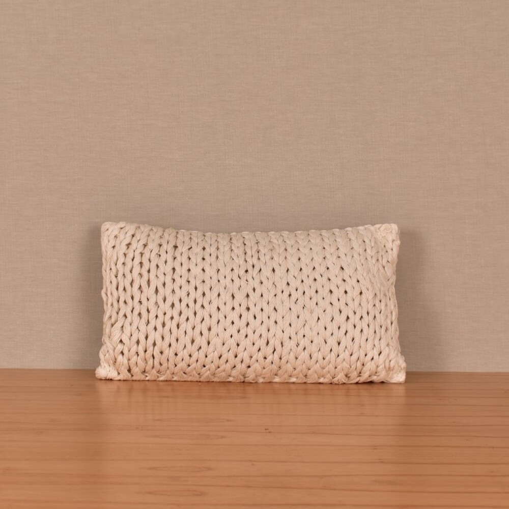 Almohadón Deco Tejido 30 x 50 Doble Punto Merino Crudo