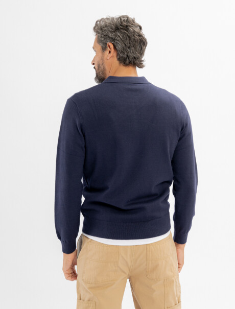 Buzo tejido cuello polo Theo azul
