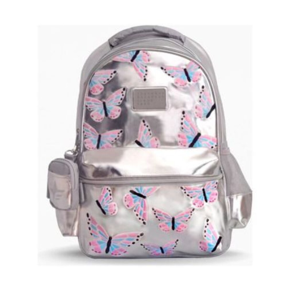 Mochila big Plateada mariposas con monedero - Mochila Big Plateada Mariposas Con Monedero 