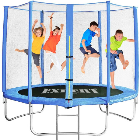 Cama Elástica Grande 3.60 + Cobertor + Red + Escalera Azul