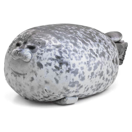 Almohada Peluche Suave Forma De Foca Almohadón 60cm Gris