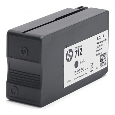 HP 712 - 80 ml - negro - original - DesignJet - cartucho de tinta - para DesignJet Studio, T210, T230, T250, T630, T650 HP 712 - 80 ml - negro - original - DesignJet - cartucho de tinta - para DesignJet Studio, T210, T230, T250, T630, T650