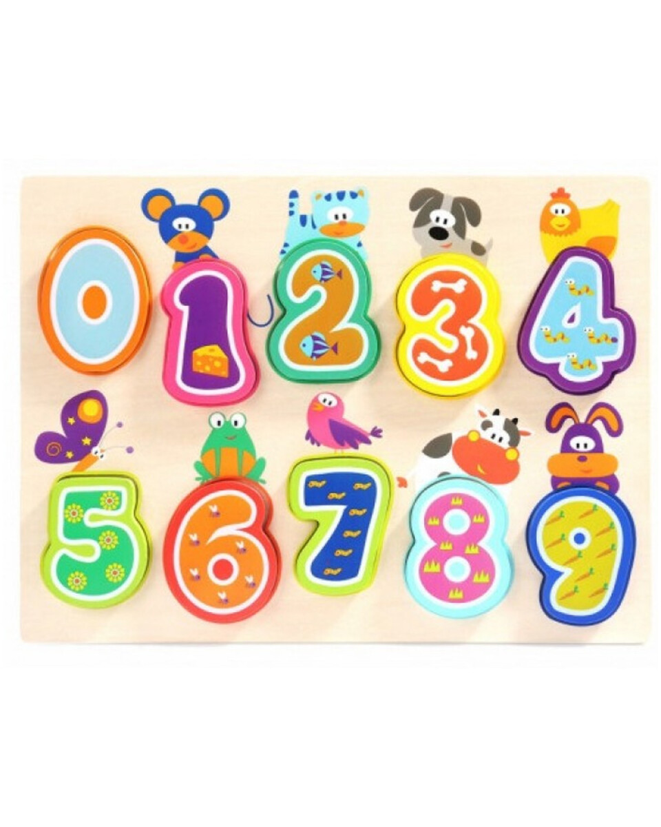 Puzzle de encastre Top Bright en madera con números y animales 