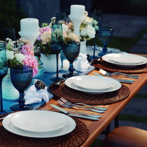 Juego platos porcelana blancos "SOPHIA HO" 12 piezas. -TRAMONTINA TDC0185