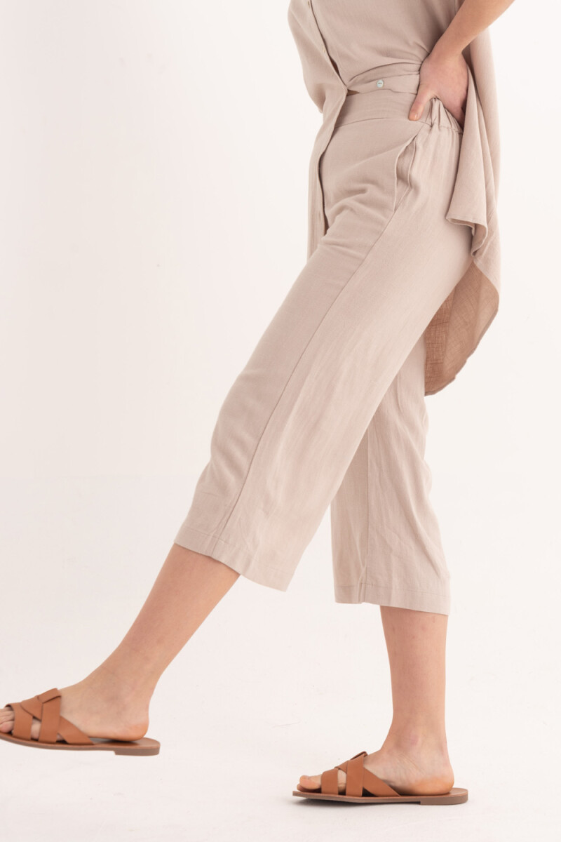 Pantalón palazzo de lino Beige