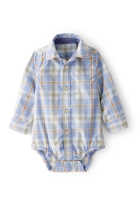 Body de popelina, tipo camisa, diseño a cuadros Sin color