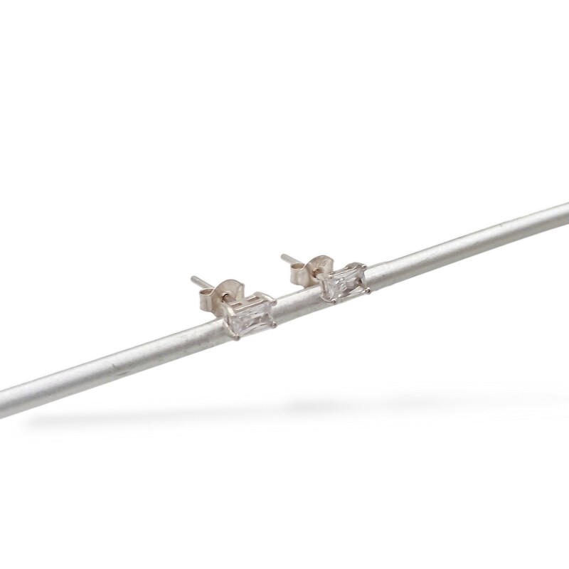 Caravanas Rectángulo-Plata 925-Piedra Zirconia-CA3105 conpiedra